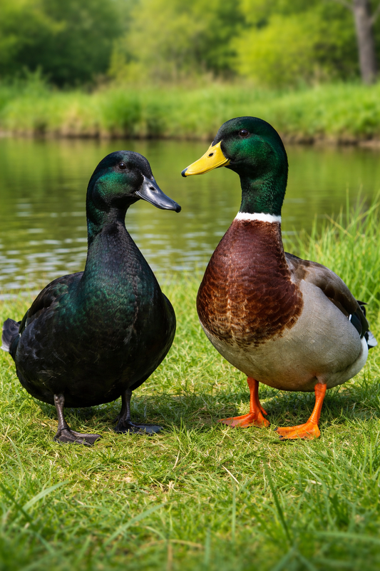 Cayuga and Rouen ducks comparison for backyard flocks